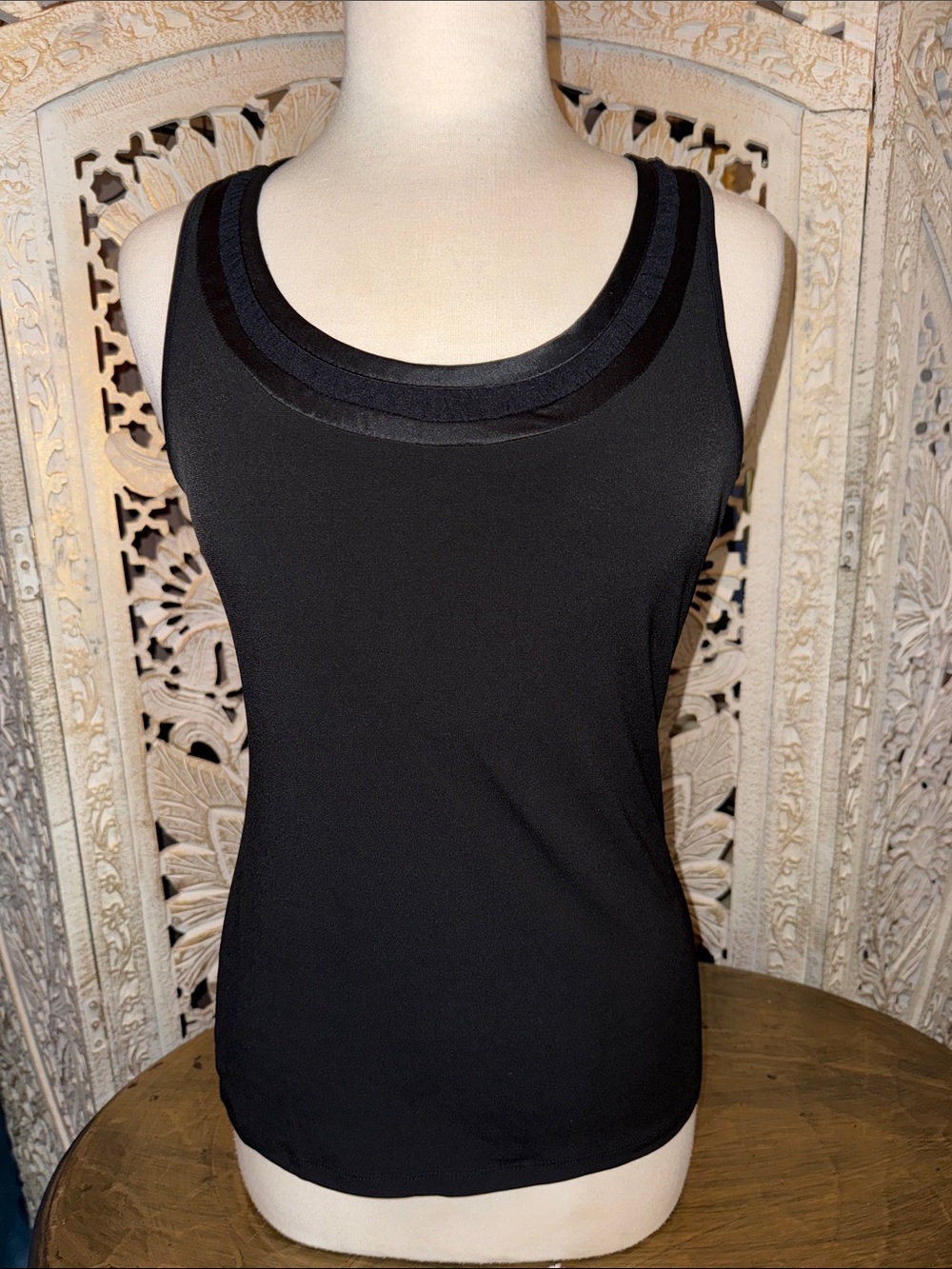 The Limited Women's Black Layered-Trim Scoop Tank